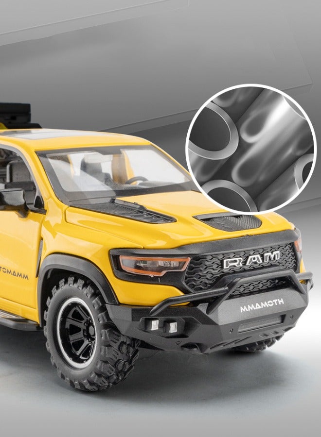 1:32 Alloy Collectible Ram Mammoth Pickup Car Model Toy, Diecast Zinc Alloy Mammoth Pull Back Collectible Toy Car,  Sound and Light Pull Back Model Car for Kids Boy Girl Gift 17.5cm*7.2cm*6.5cm - Image 3